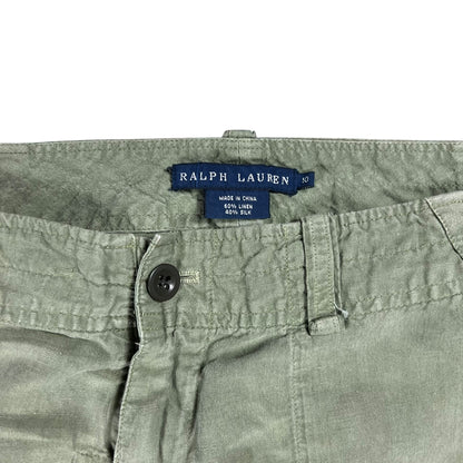 Vintage Y2K Ralph Lauren linen silk military style women’s multi pocket cargo pants (33x30)