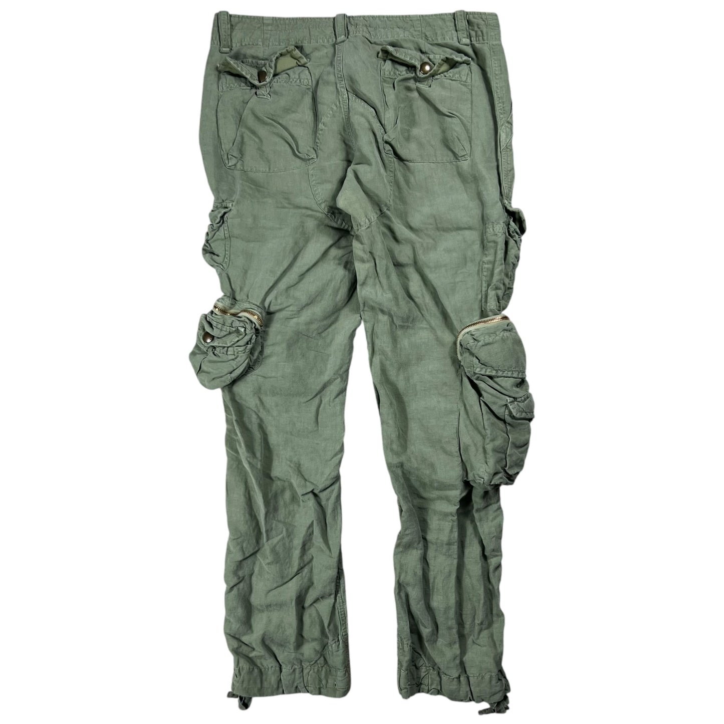 Vintage Y2K Ralph Lauren linen silk military style women’s multi pocket cargo pants (33x30)