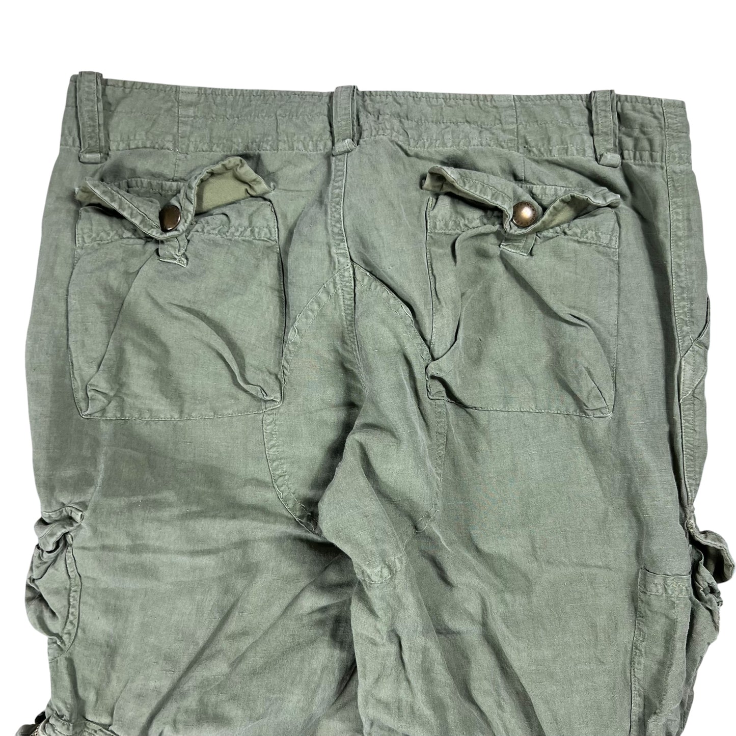 Vintage Y2K Ralph Lauren linen silk military style women’s multi pocket cargo pants (33x30)
