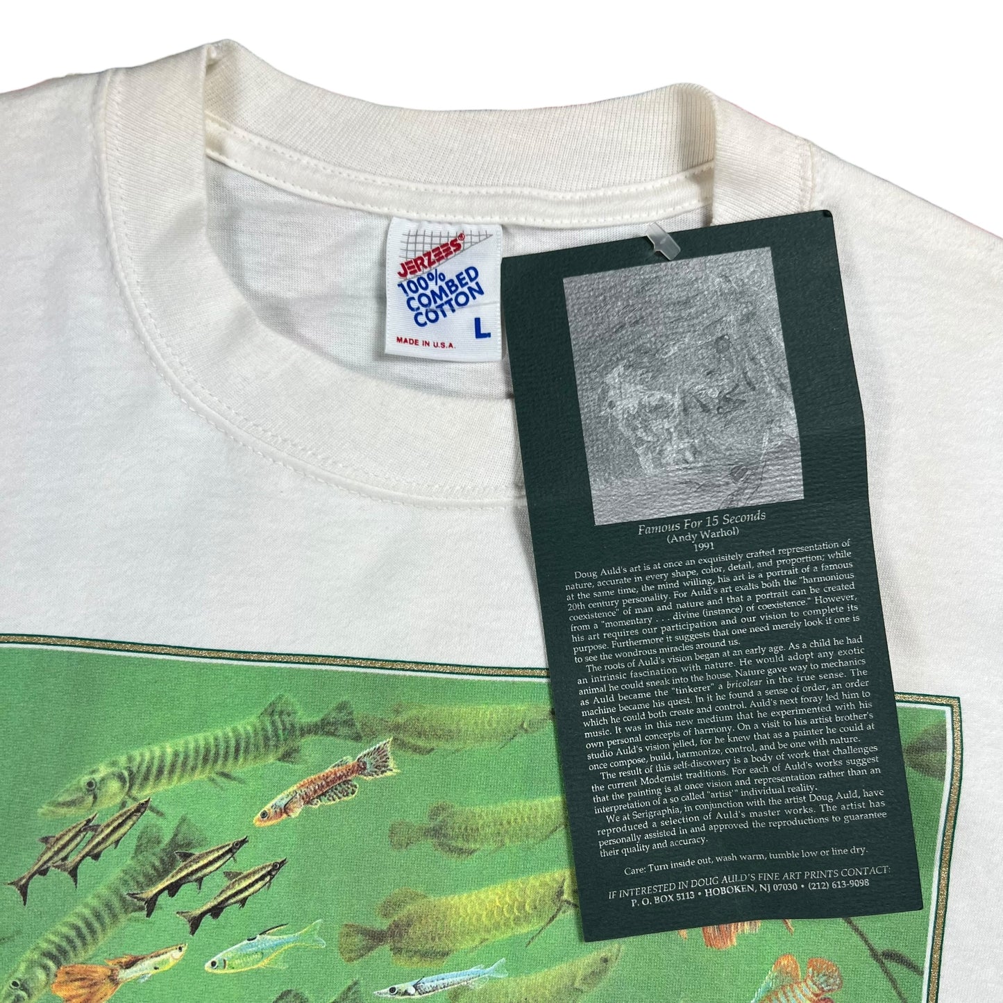 Vintage 1992 Andy Warhol Fish Portrait “Famous for .15 of a second” Doug Auld art tee (L) DS NWT