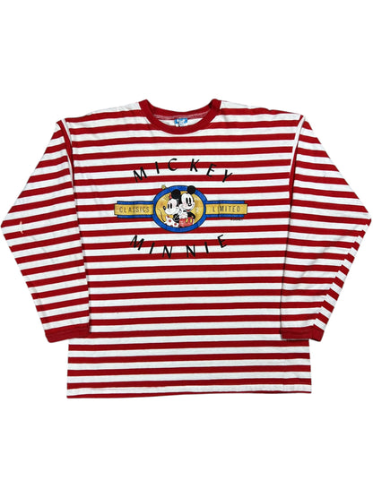 Vintage 80s Disney Mickey & Minnie Mouse stripey faded long sleeve striped shirt (L)