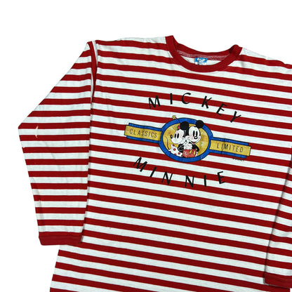 Vintage 80s Disney Mickey & Minnie Mouse stripey faded long sleeve striped shirt (L)