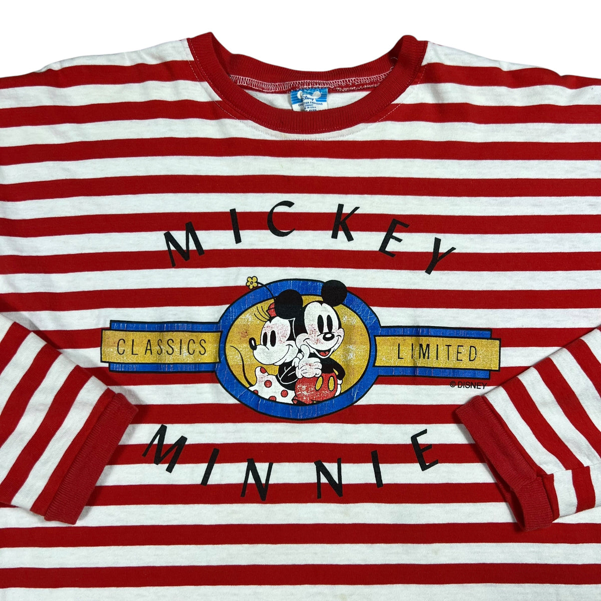 Vintage 80s Disney Mickey & Minnie Mouse stripey faded long sleeve striped shirt (L)