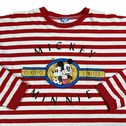 Vintage 80s Disney Mickey & Minnie Mouse stripey faded long sleeve striped shirt (L)