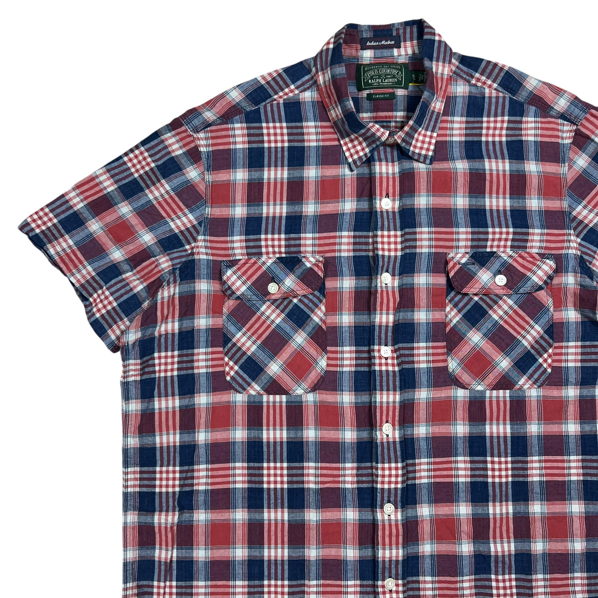 Polo Country Ralph Lauren Indian Madras woven short sleeve button down shirt (XL)