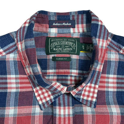 Polo Country Ralph Lauren Indian Madras woven short sleeve button down shirt (XL)