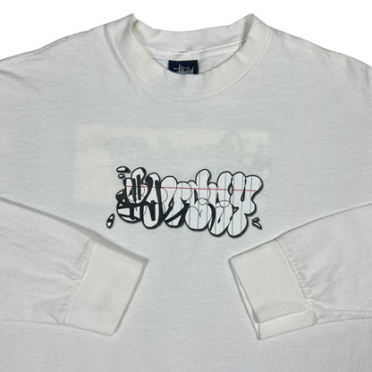 Vintage 2001 Stüssy box logo graffiti long sleeve shirt (L)