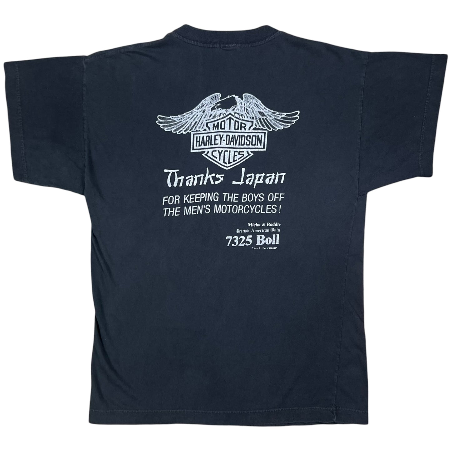 Vintage 90s British American Only Harley Davidson “Thanks Japan” tee (S/M)