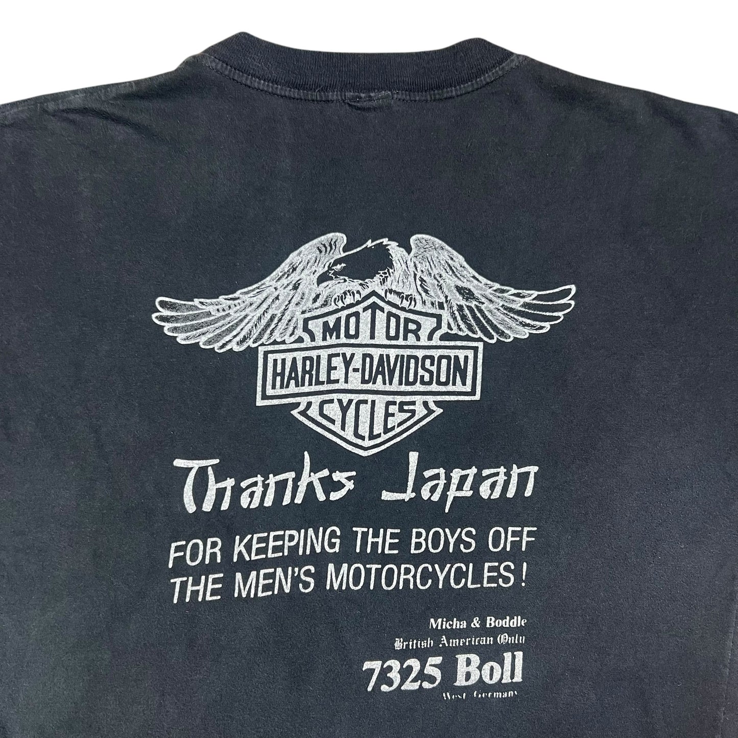Vintage 90s British American Only Harley Davidson “Thanks Japan” tee (S/M)
