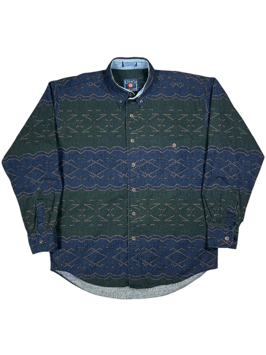 Vintage 90s Chaps Ralph Lauren Aztec style button down shirt (M)
