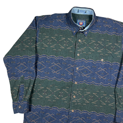 Vintage 90s Chaps Ralph Lauren Aztec style button down shirt (M)