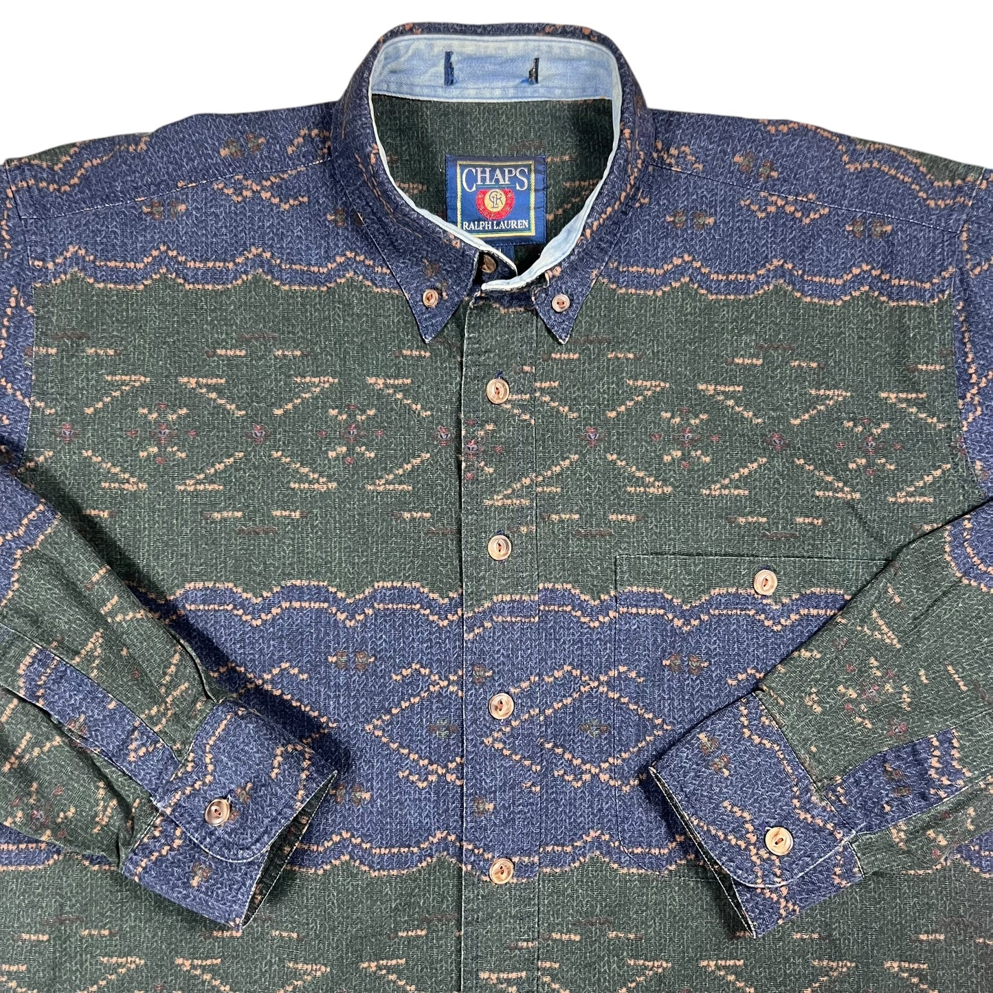 Vintage 90s Chaps Ralph Lauren Aztec style button down shirt (M)