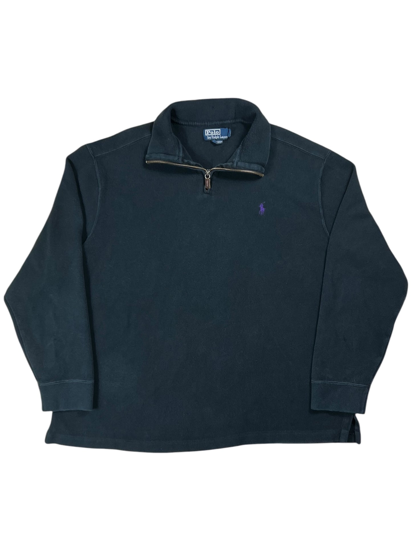 Vintage 90s Polo Ralph Lauren mini horse black 1/4 zip crewneck (XL)