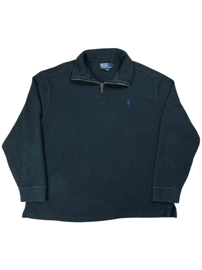 Vintage 90s Polo Ralph Lauren mini horse black 1/4 zip crewneck (XL)