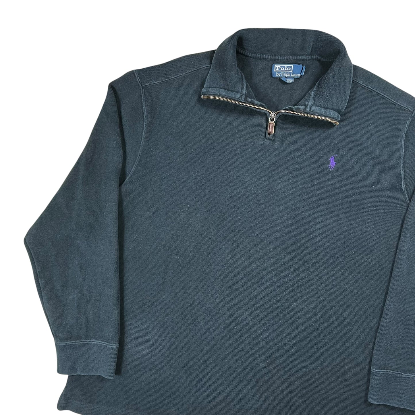 Vintage 90s Polo Ralph Lauren mini horse black 1/4 zip crewneck (XL)