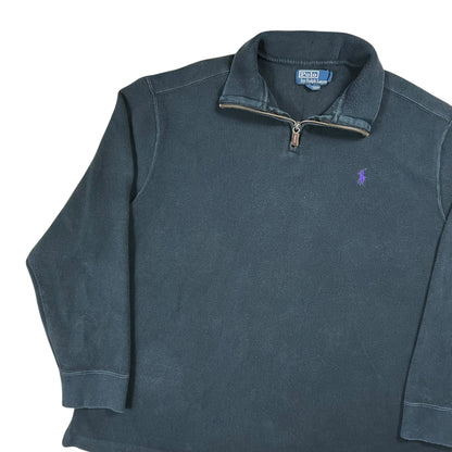 Vintage 90s Polo Ralph Lauren mini horse black 1/4 zip crewneck (XL)