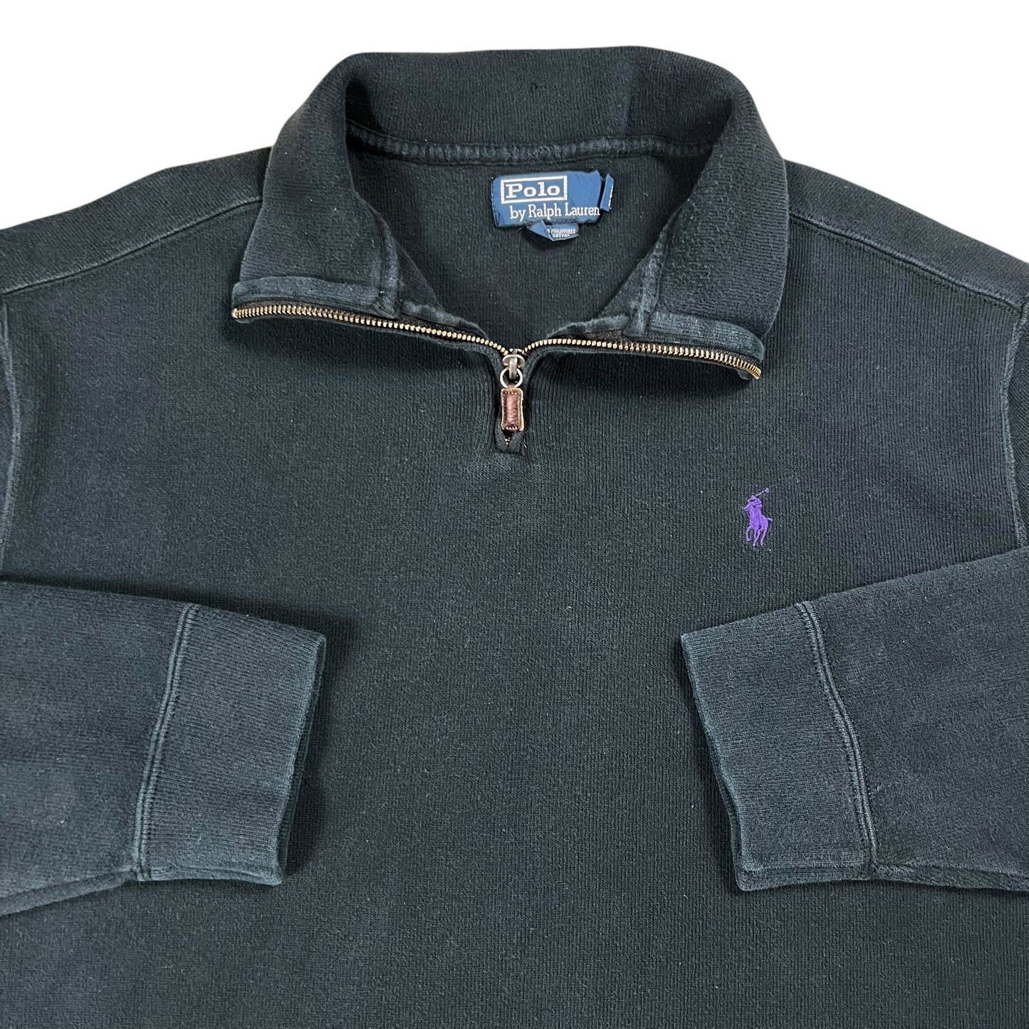 Vintage 90s Polo Ralph Lauren mini horse black 1/4 zip crewneck (XL)