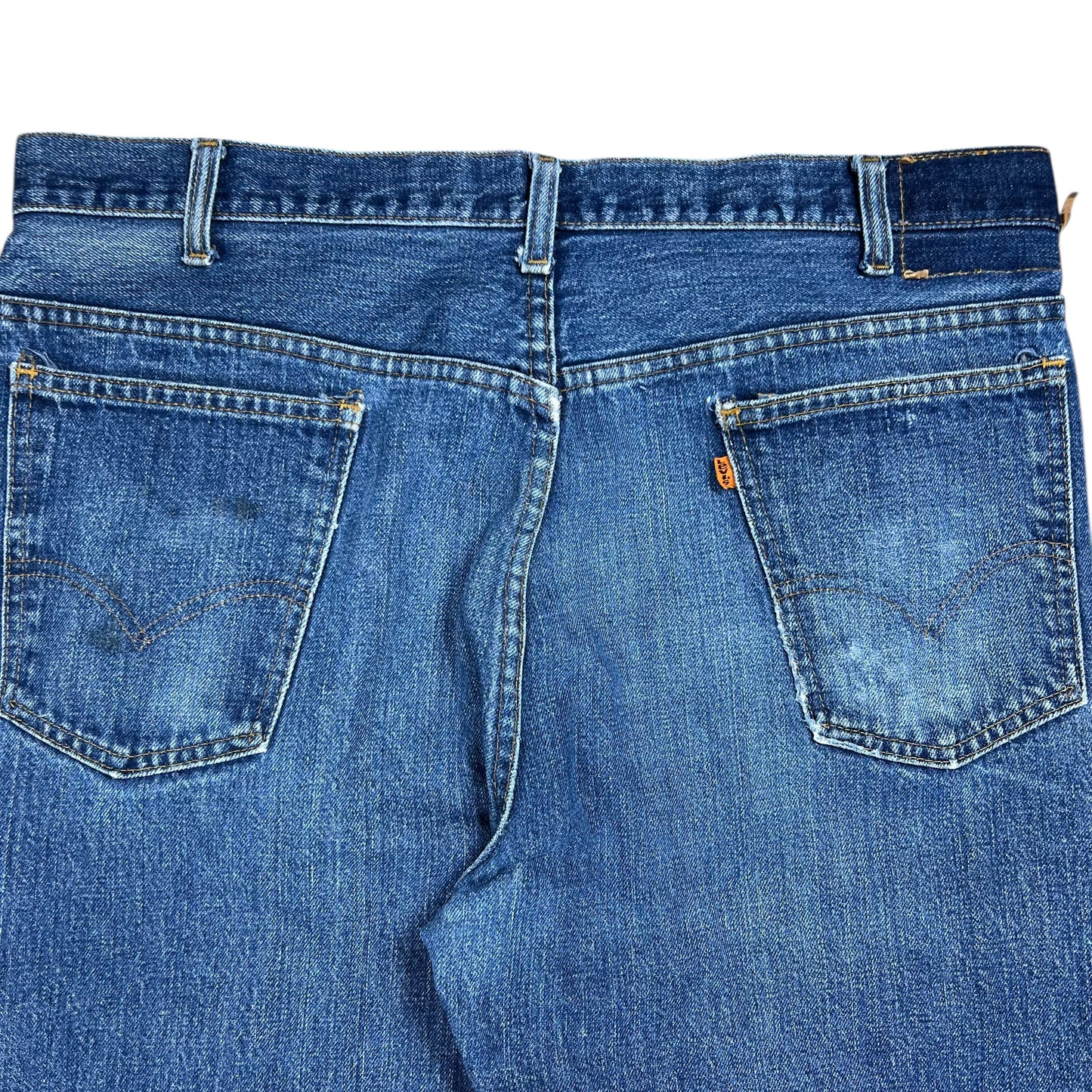 Vintage 80s Levi’s orange tabs faded patina dark wash denim jeans (36x30)