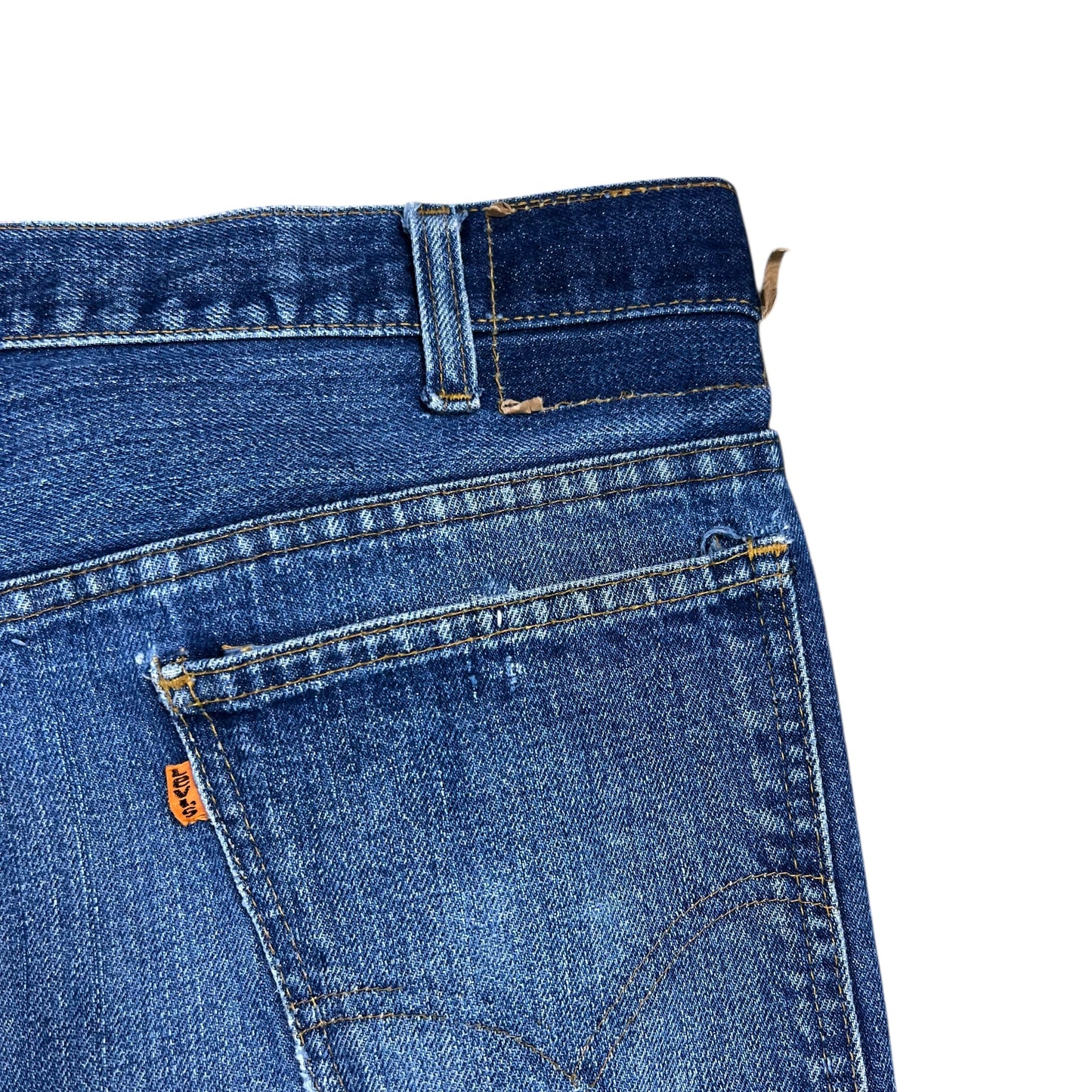 Vintage 80s Levi’s orange tabs faded patina dark wash denim jeans (36x30)