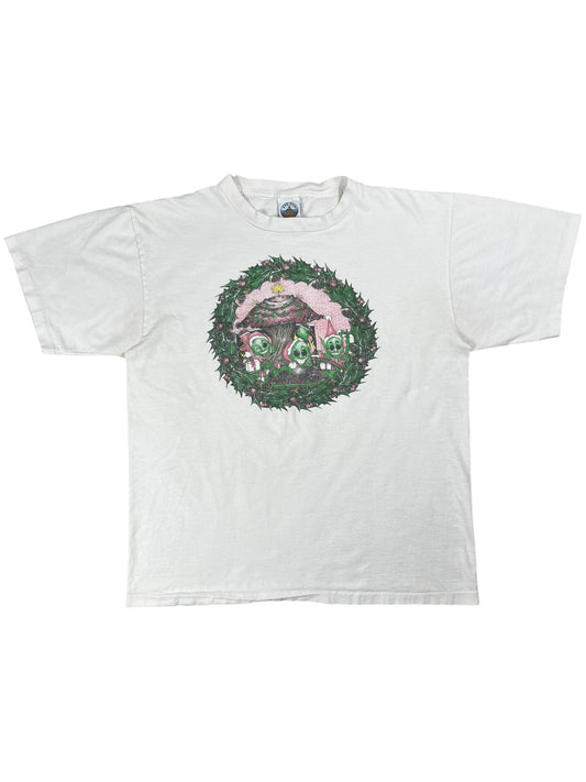 Vintage 90s Eye Dye Trippy Aliens psychedelic weed mushrooms LSD drug tee (XL)
