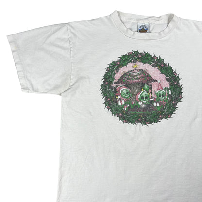 Vintage 90s Eye Dye Trippy Aliens psychedelic weed mushrooms LSD drug tee (XL)
