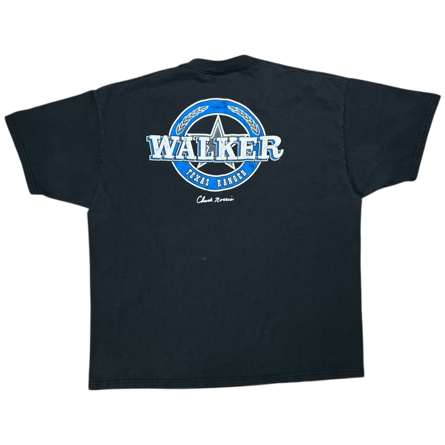 Vintage 90s Chuck Norris Walker Texas Ranger Cast & Crew faded movie tee (XL)