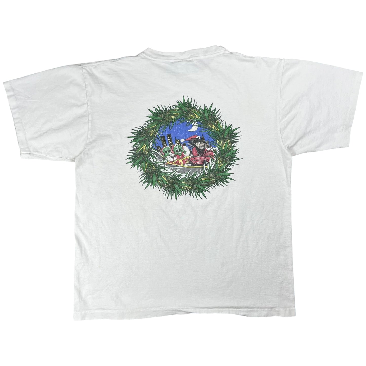 Vintage 90s Eye Dye Trippy Aliens psychedelic weed mushrooms LSD drug tee (XL)