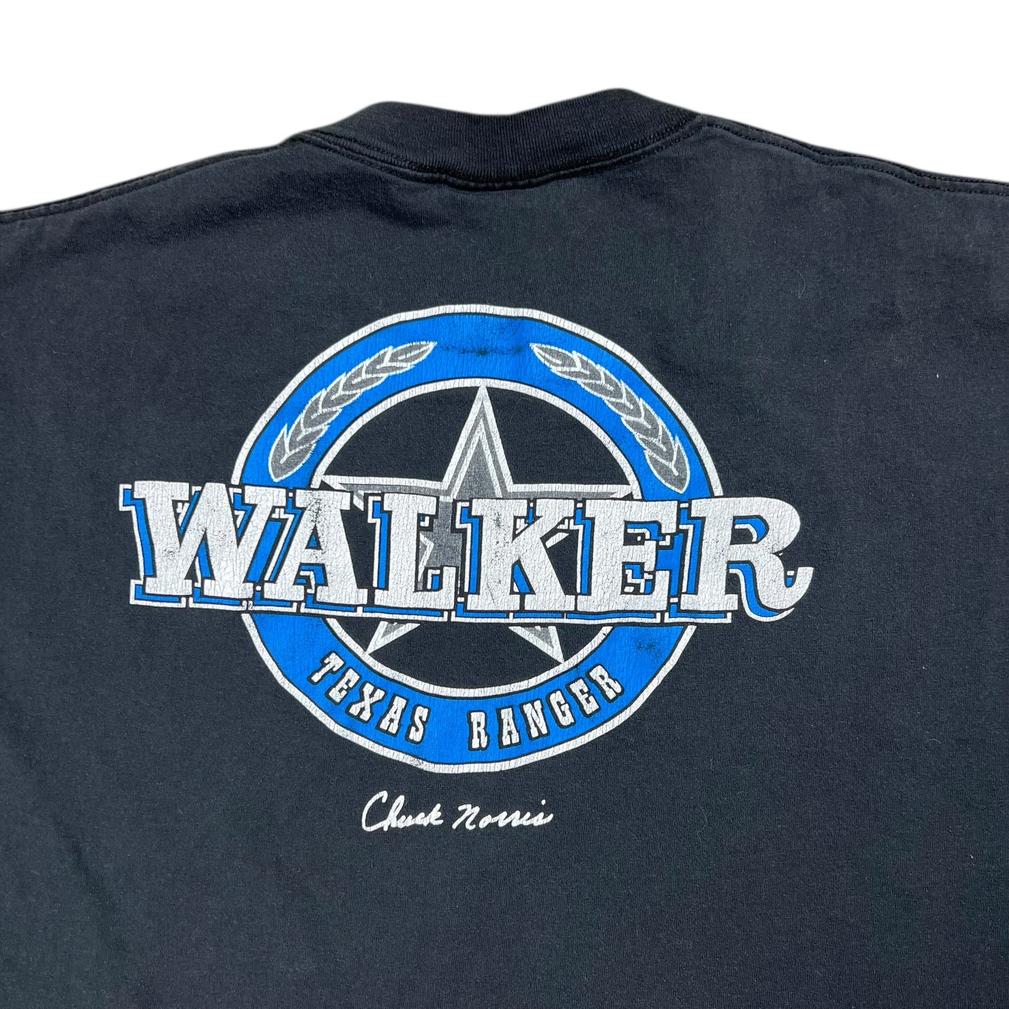 Vintage 90s Chuck Norris Walker Texas Ranger Cast & Crew faded movie tee (XL)