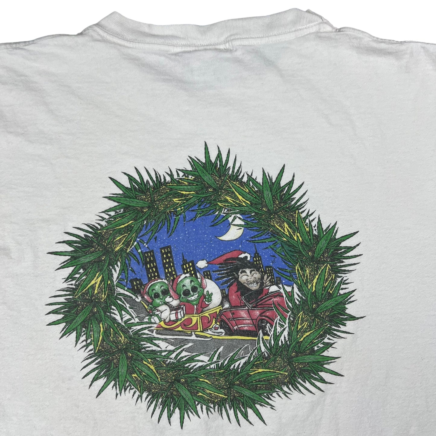 Vintage 90s Eye Dye Trippy Aliens psychedelic weed mushrooms LSD drug tee (XL)