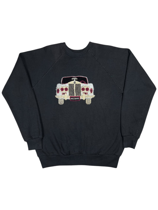 Vintage 80s Rolls Royce faded luxury car embroidered crewneck (M)