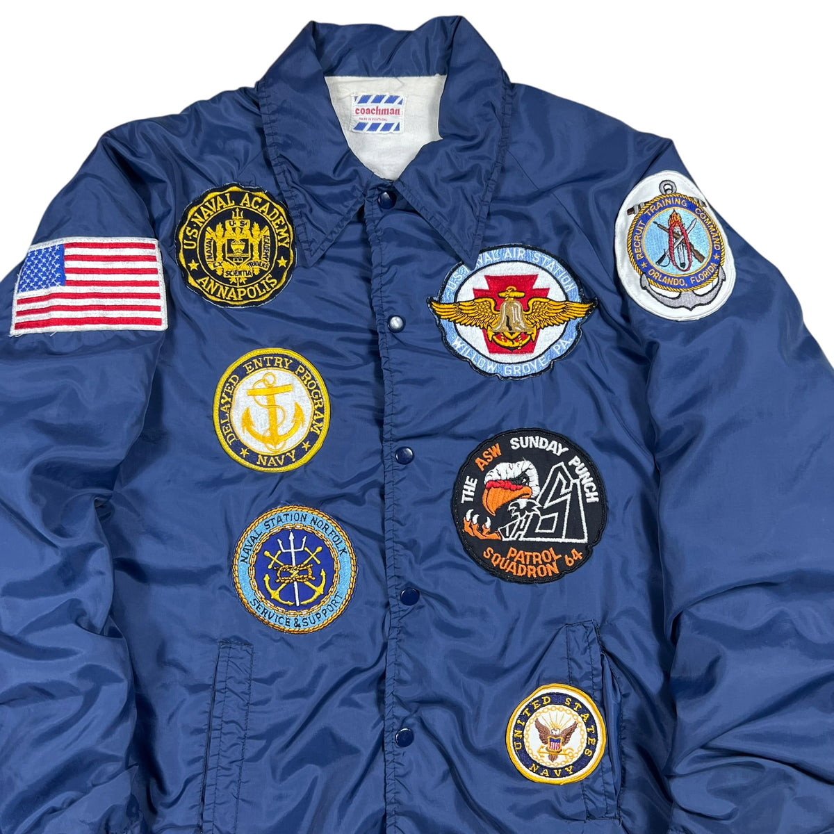 Vintage 1970s Navy Naval Academy patches coaches jacket (L)