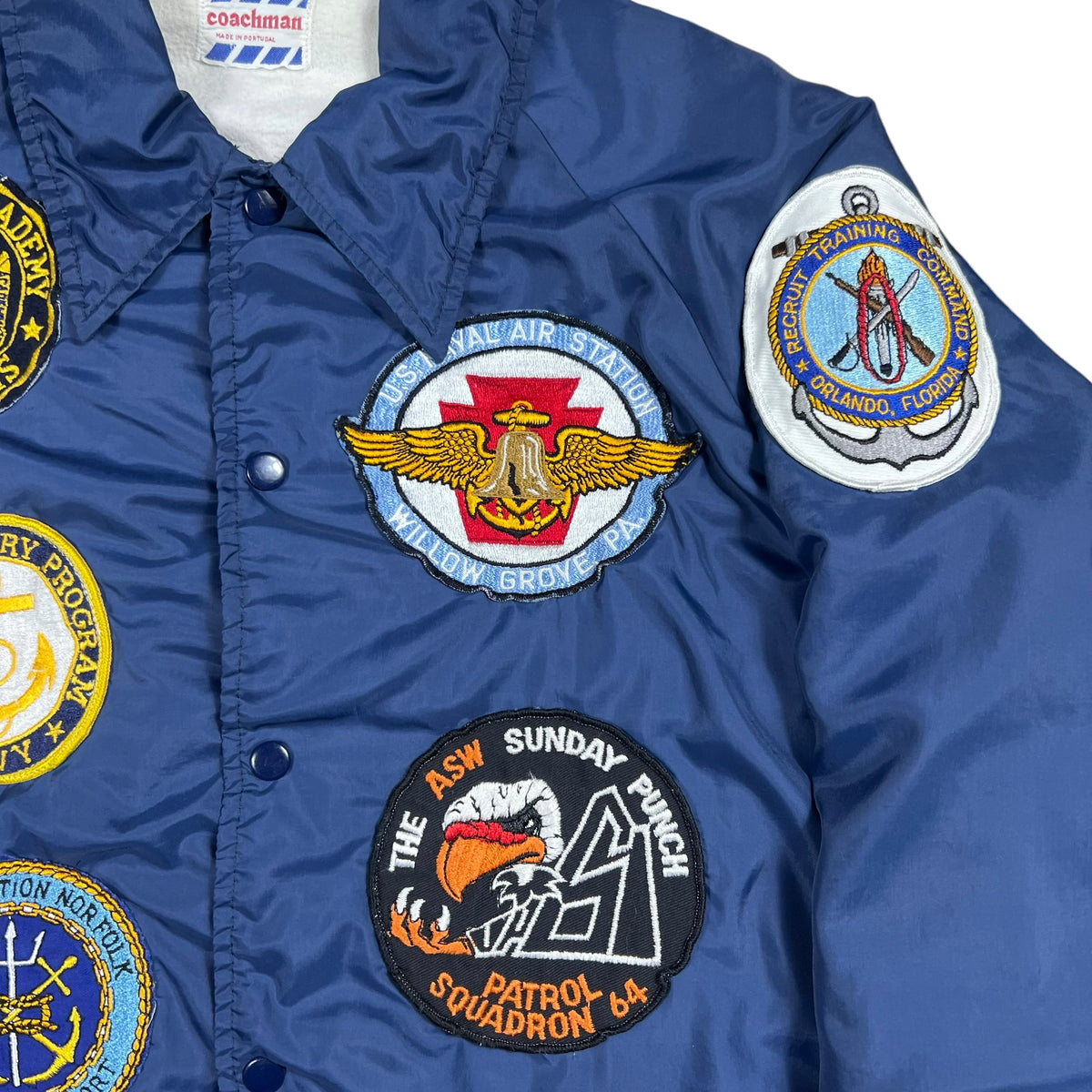 Vintage 1970s Navy Naval Academy patches coaches jacket (L)