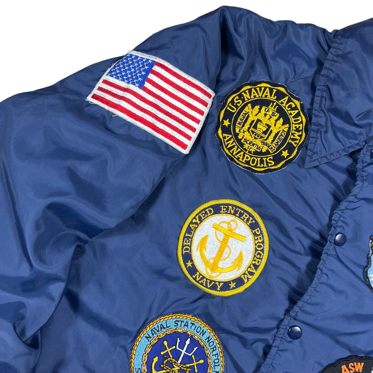 Vintage 1970s Navy Naval Academy patches coaches jacket (L)