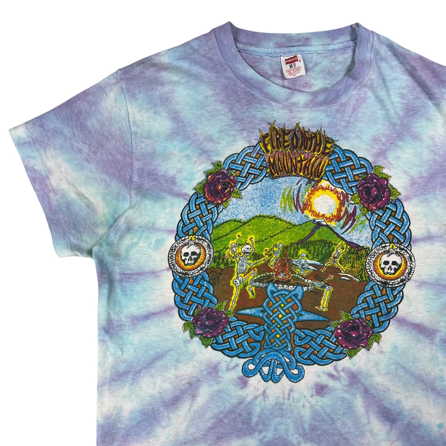 Vintage 1982 Hanes Grateful Dead Fire On The Mountain tie dye band tee (M)