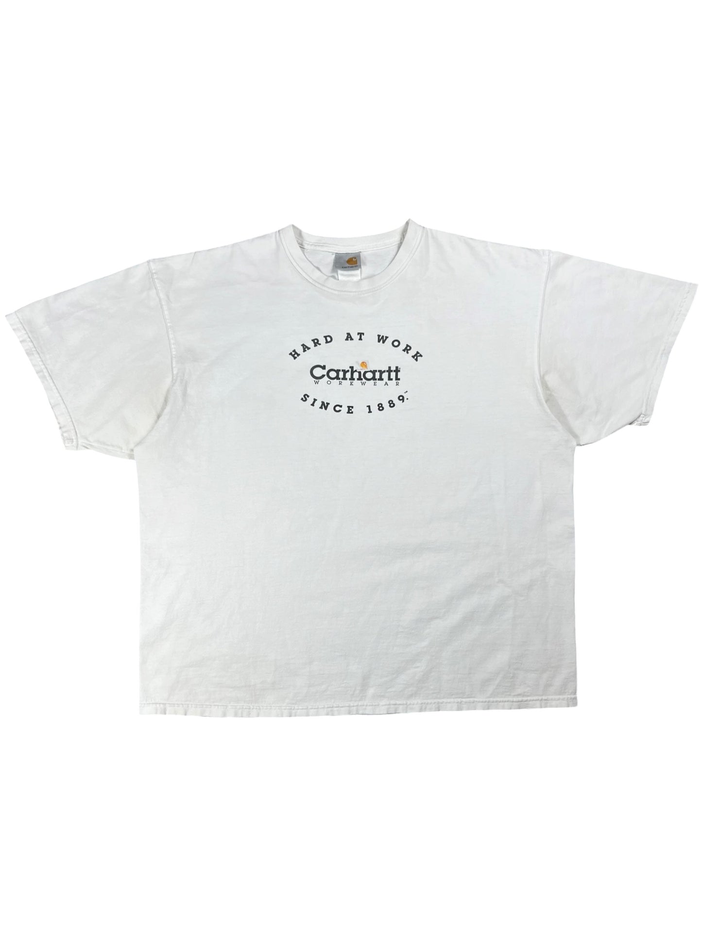 Vintage 90s Carhartt Hard At Work Since 1889 shirt shirt promo tee (XL/XXL)