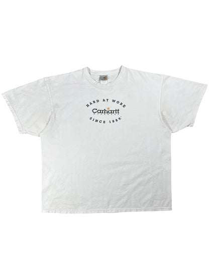 Vintage 90s Carhartt Hard At Work Since 1889 shirt shirt promo tee (XL/XXL)