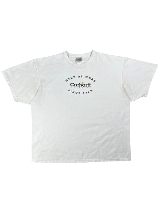 Vintage 90s Carhartt Hard At Work Since 1889 shirt shirt promo tee (XL/XXL)