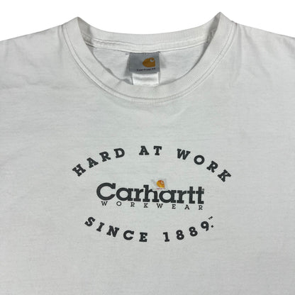 Vintage 90s Carhartt Hard At Work Since 1889 shirt shirt promo tee (XL/XXL)