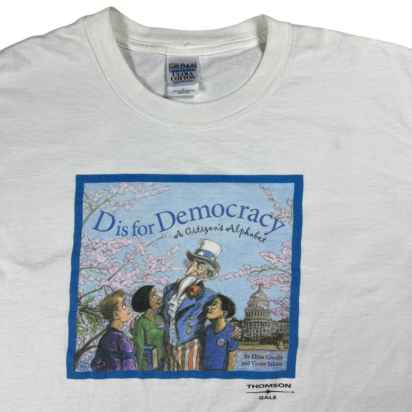 Vintage Y2K D is for Democracy Uncle Sam political tee (L)