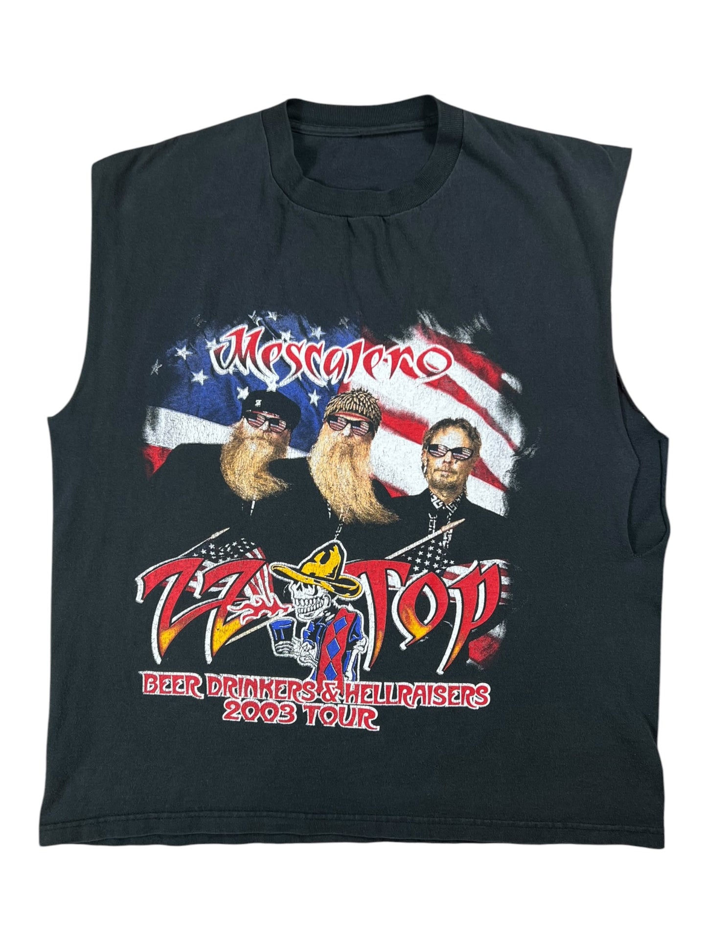 Vintage 2003 ZZ Top Beer Drinkers & Hellraisers chopped sleeveless band tee (L)