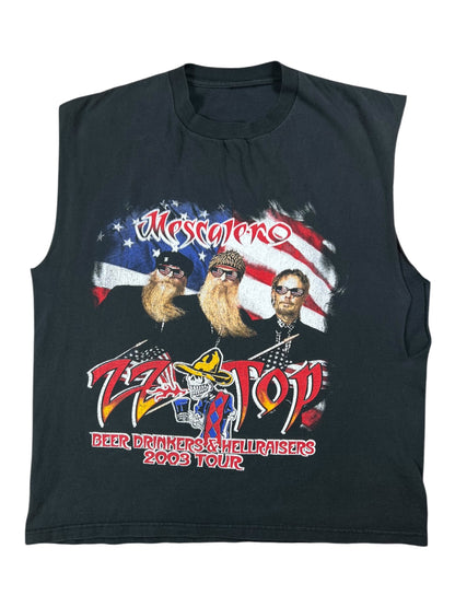 Vintage 2003 ZZ Top Beer Drinkers & Hellraisers chopped sleeveless band tee (L)