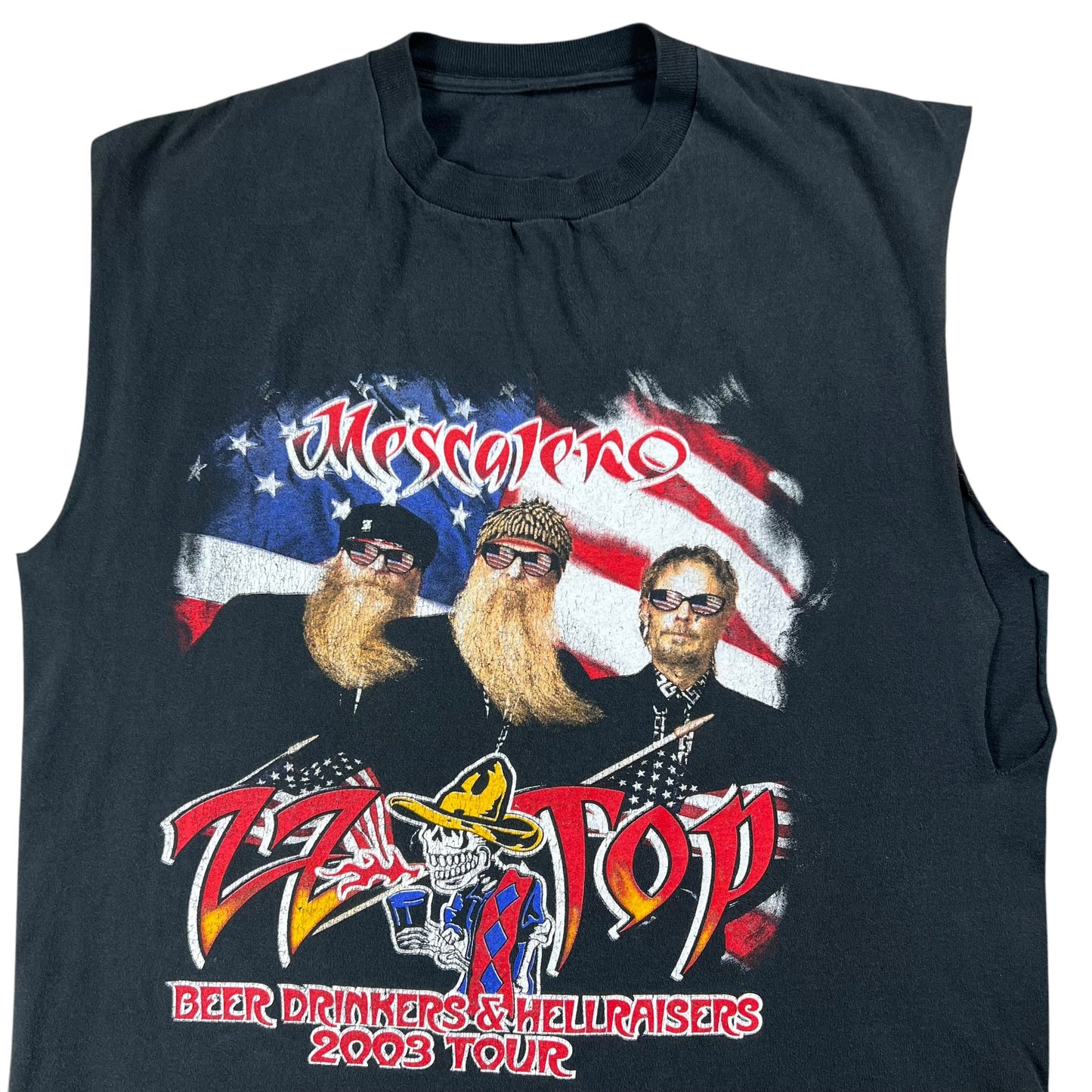 Vintage 2003 ZZ Top Beer Drinkers & Hellraisers chopped sleeveless band tee (L)