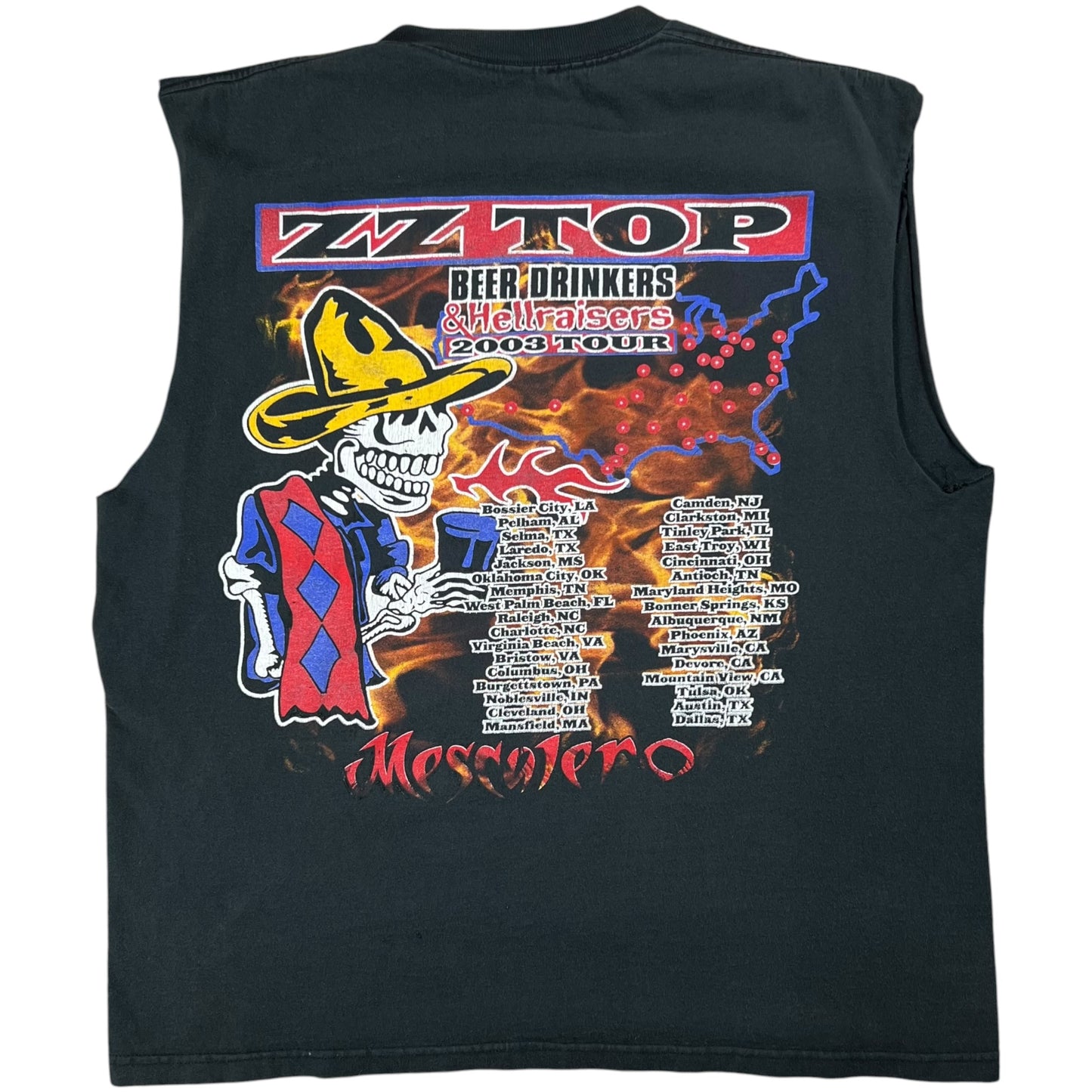 Vintage 2003 ZZ Top Beer Drinkers & Hellraisers chopped sleeveless band tee (L)