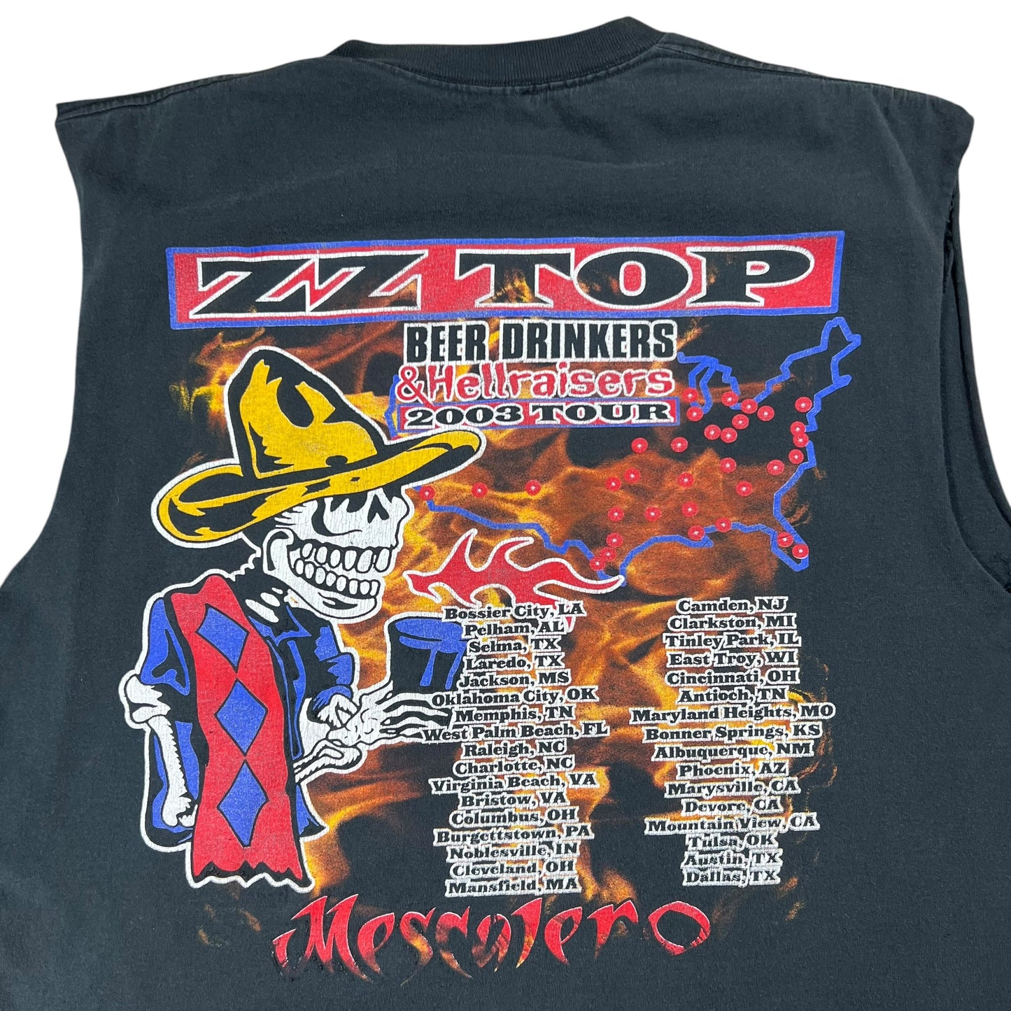 Vintage 2003 ZZ Top Beer Drinkers & Hellraisers chopped sleeveless band tee (L)