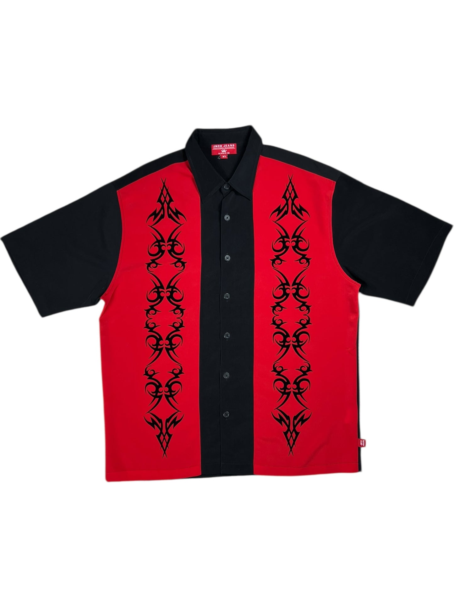 Vintage Y2K JNCO Jeans tattoo designblack red Hawaiian shirt (XL)