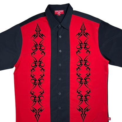Vintage Y2K JNCO Jeans tattoo designblack red Hawaiian shirt (XL)