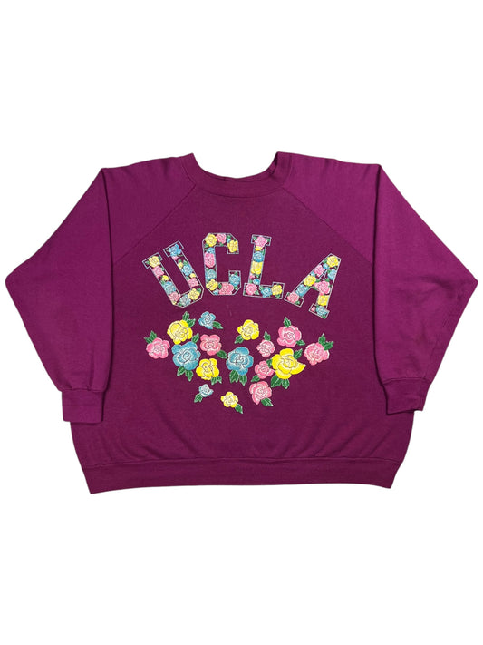 Vintage 80s UCLA floral print faded crewneck (XXL)