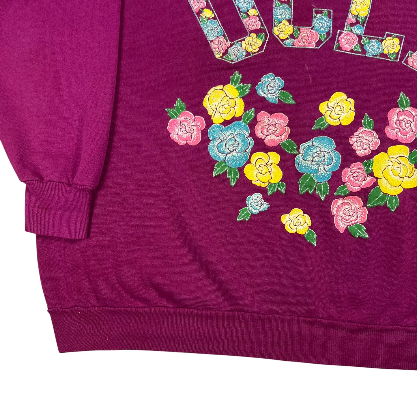 Vintage 80s UCLA floral print faded crewneck (XXL)