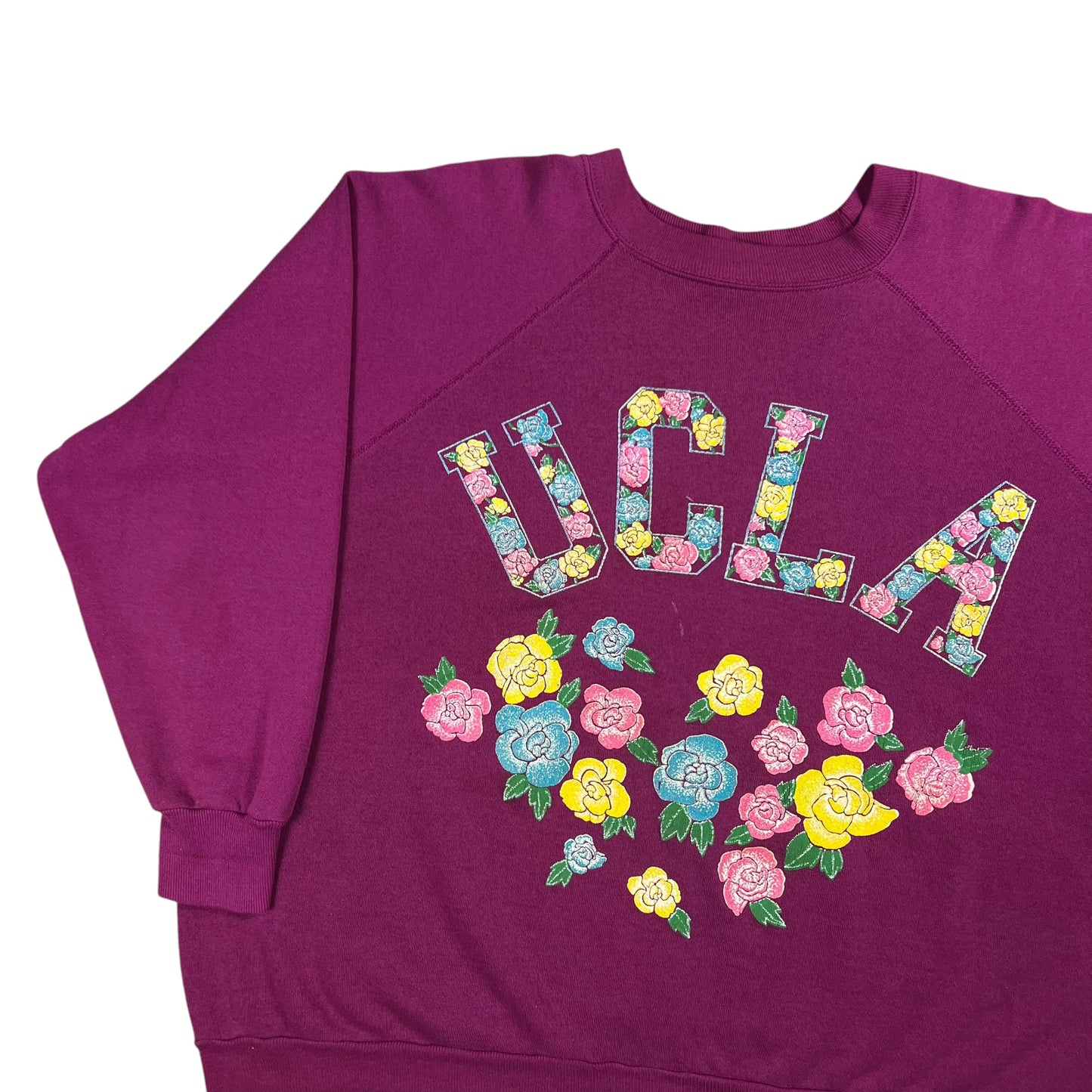 Vintage 80s UCLA floral print faded crewneck (XXL)