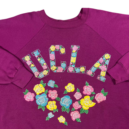 Vintage 80s UCLA floral print faded crewneck (XXL)